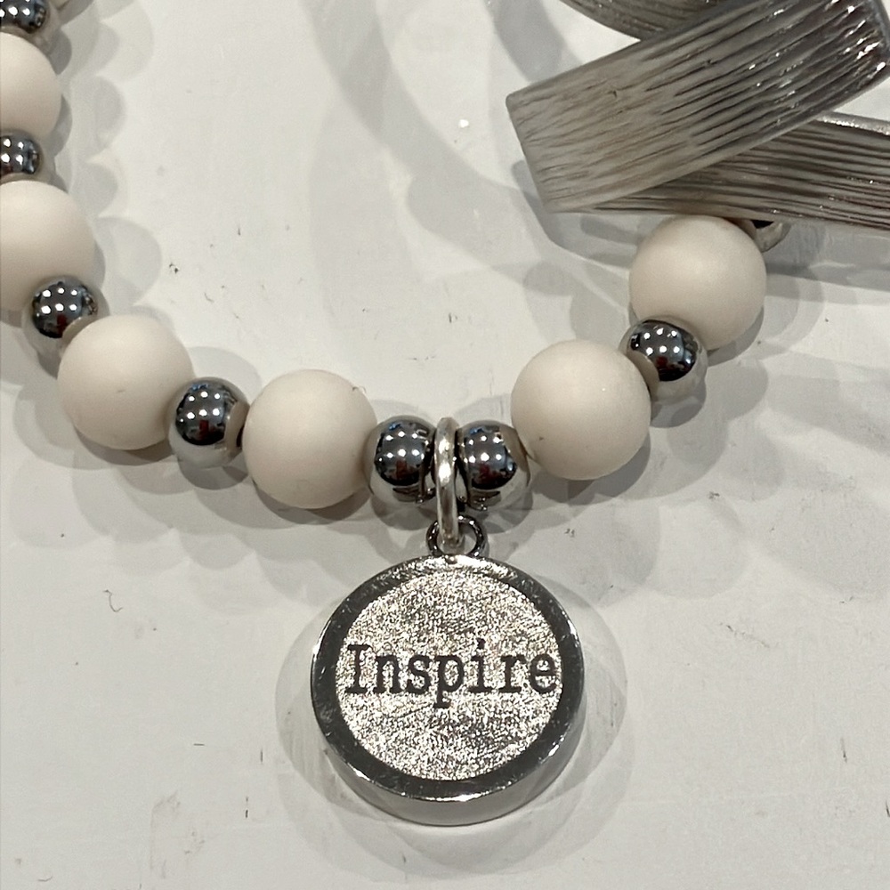 Rustic Cuff | Silver & White Bracelet Set - Picture 2 of 5